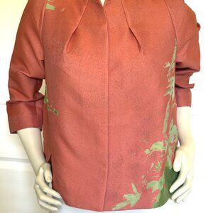 NEW SHIATZY CHEN SILK BLEND CORAL GREEN JACKET SIZE: 8